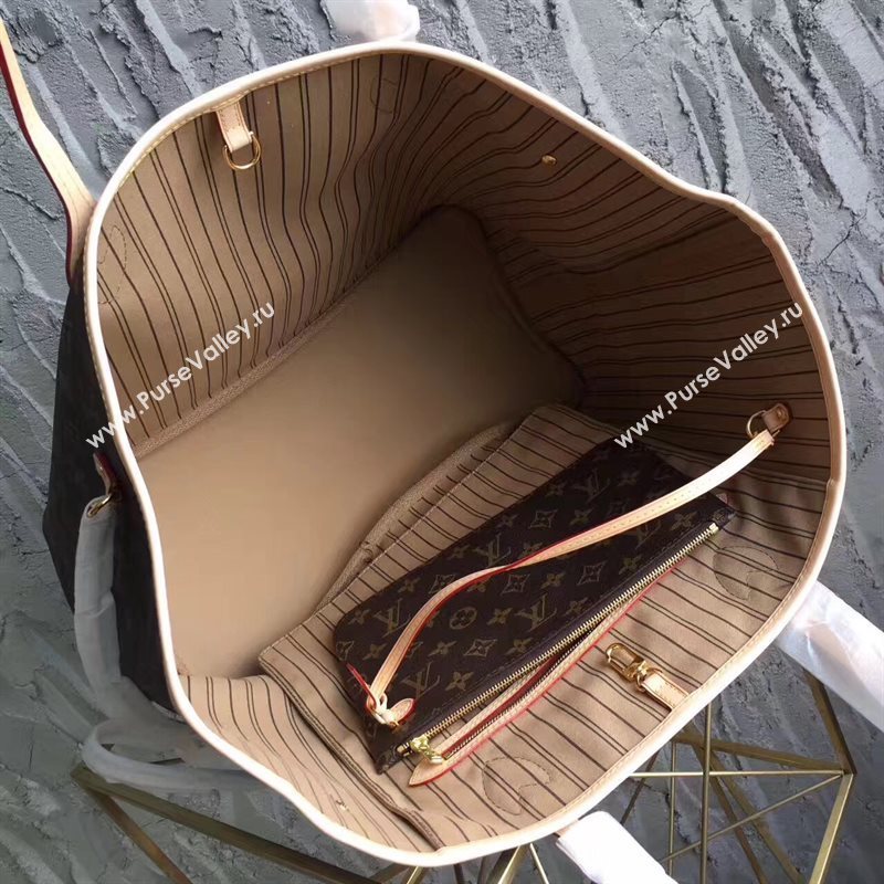 LV Louis Vuitton Neverfull GM Handbag 40cm Monogram Cabas Bag M40990 Beige 6862