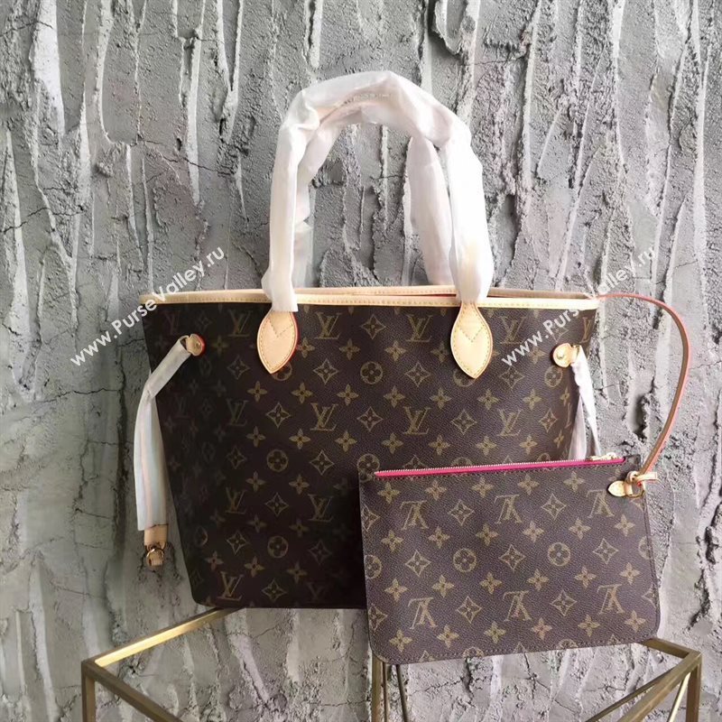 LV Louis Vuitton Neverfull MM Handbag 32cm Monogram Cabas Bag M41178 Rose 6865