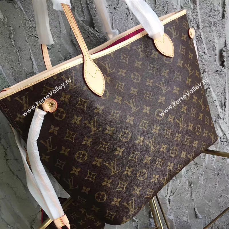 LV Louis Vuitton Neverfull MM Handbag 32cm Monogram Cabas Bag M41178 Rose 6865