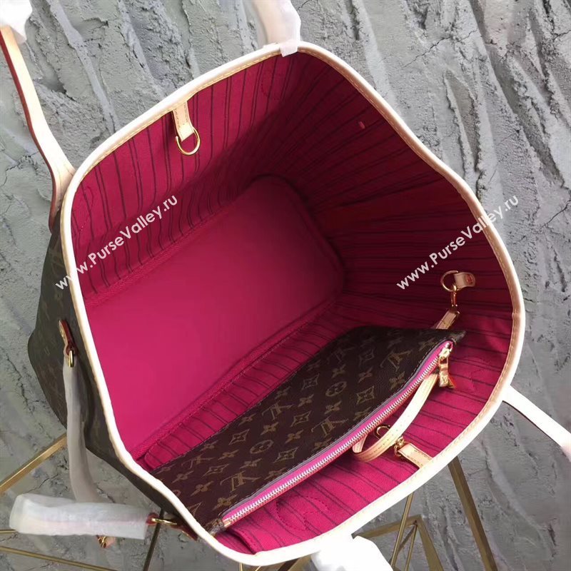 LV Louis Vuitton Neverfull MM Handbag 32cm Monogram Cabas Bag M41178 Rose 6865