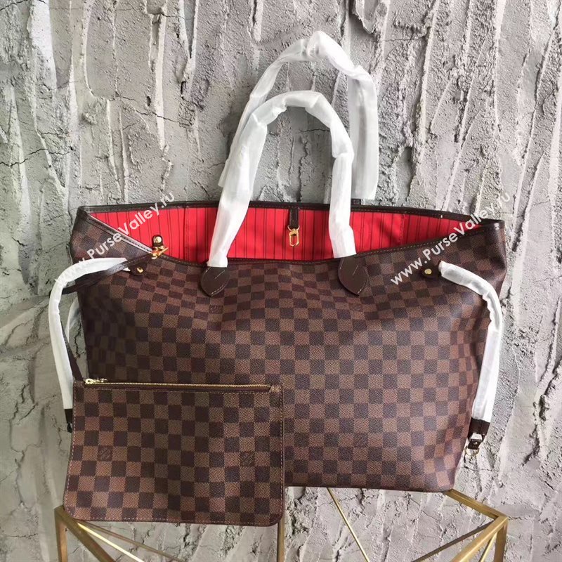 LV Louis Vuitton Neverfull GM Handbag 40cm Damier Cabas Bag N41357 Coffee 6866