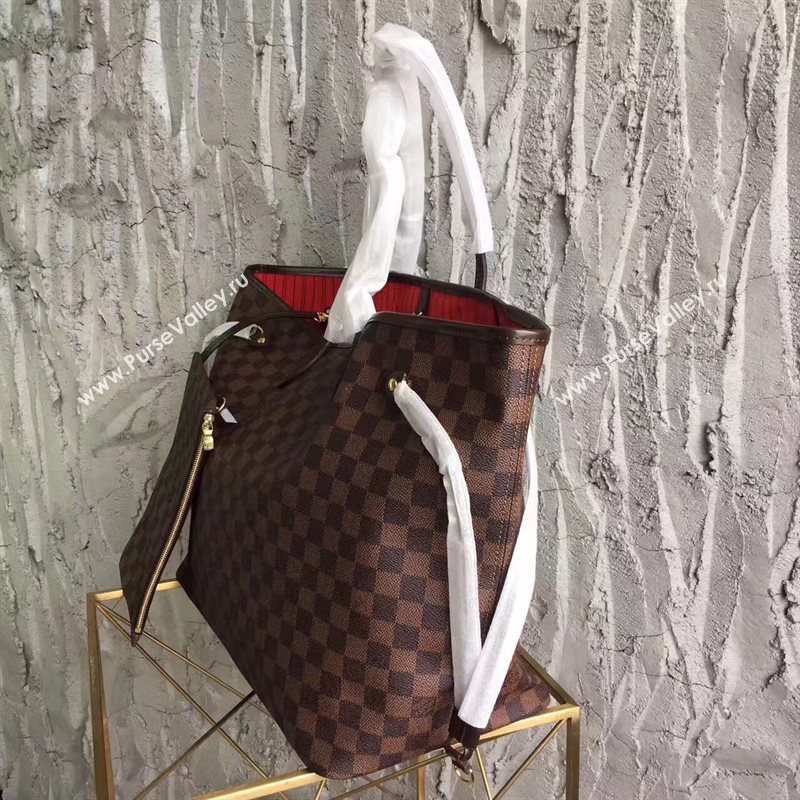 LV Louis Vuitton Neverfull GM Handbag 40cm Damier Cabas Bag N41357 Coffee 6866