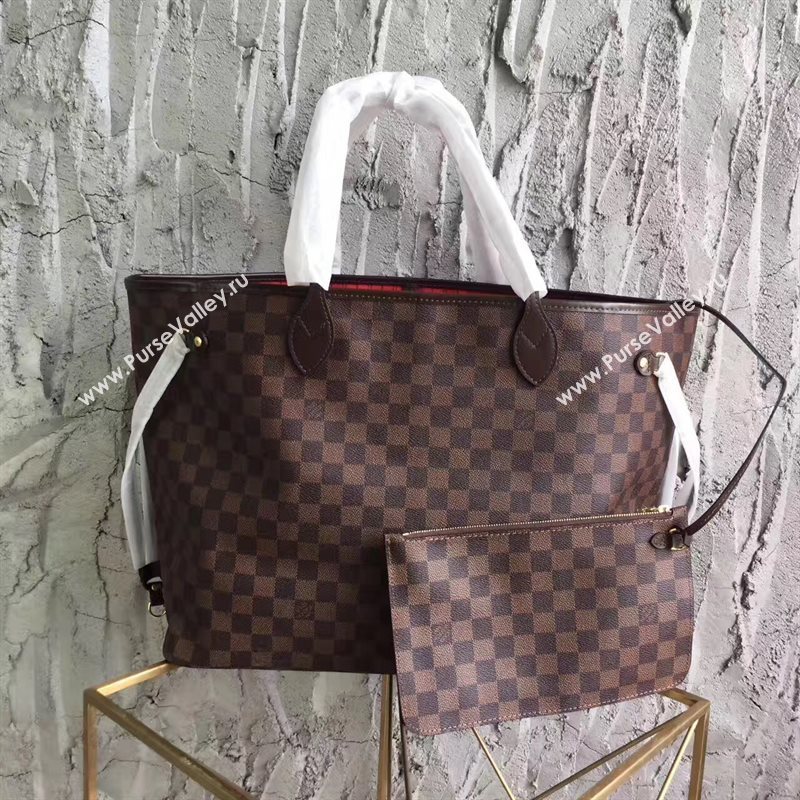 LV Louis Vuitton Neverfull GM Handbag 40cm Damier Cabas Bag N41357 Coffee 6866