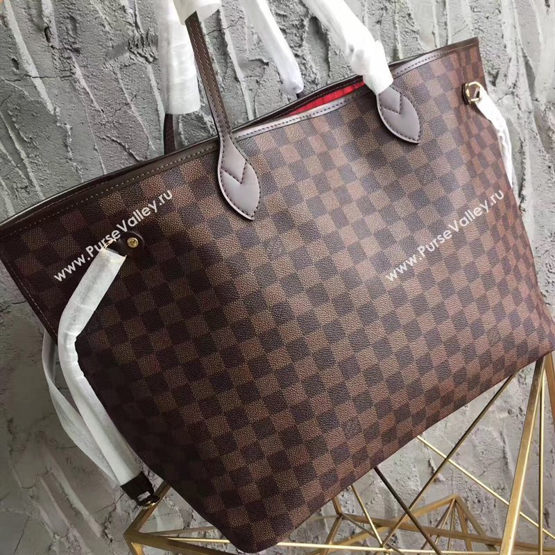 LV Louis Vuitton Neverfull GM Handbag 40cm Damier Cabas Bag N41357 Coffee 6866