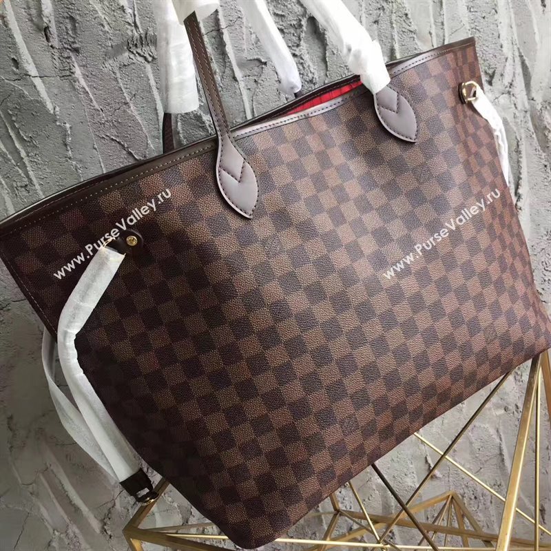LV Louis Vuitton Neverfull GM Handbag 40cm Damier Cabas Bag N41357 Coffee 6866