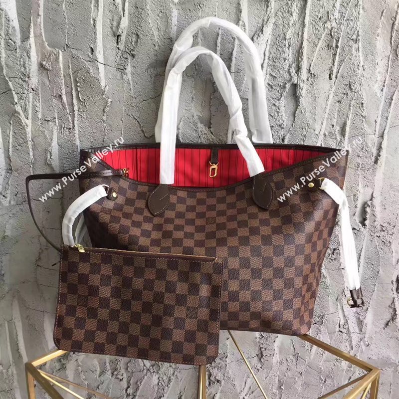 LV Louis Vuitton Neverfull MM Handbag 32cm Damier Cabas Bag N41358 Coffee 6867