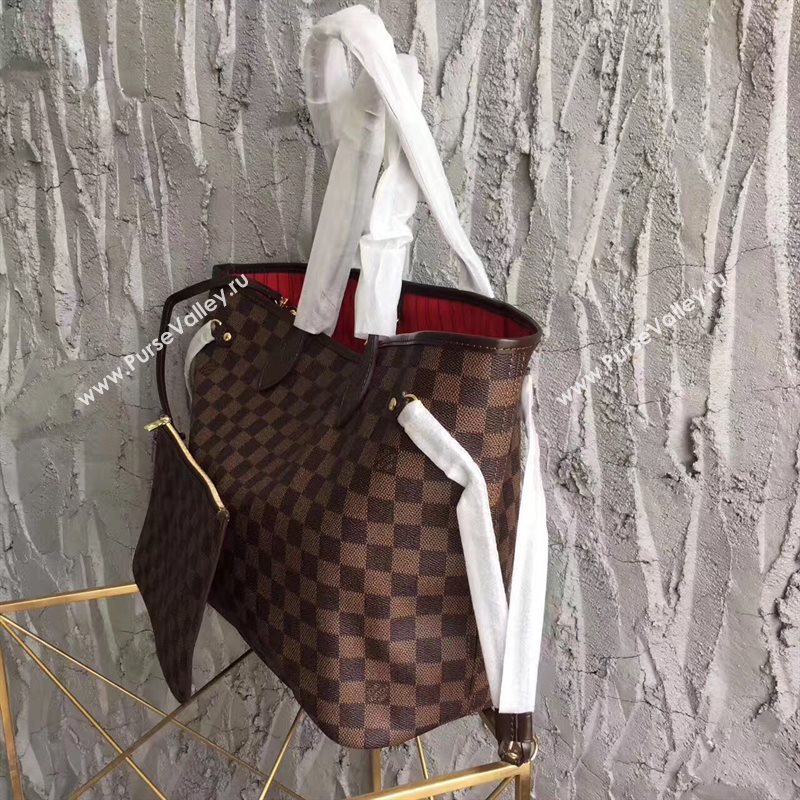 LV Louis Vuitton Neverfull MM Handbag 32cm Damier Cabas Bag N41358 Coffee 6867