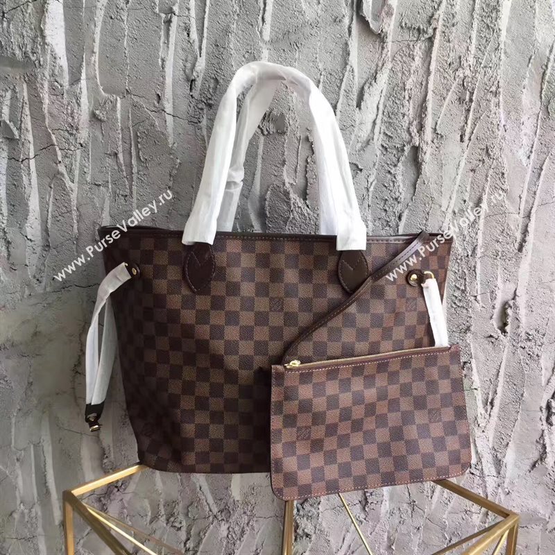 LV Louis Vuitton Neverfull MM Handbag 32cm Damier Cabas Bag N41358 Coffee 6867