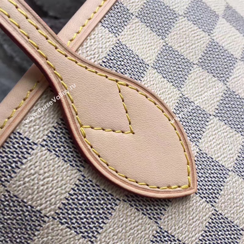 LV Louis Vuitton Neverfull MM Handbag 32cm Damier Azur Cabas Bag N41605 White&pink 6869