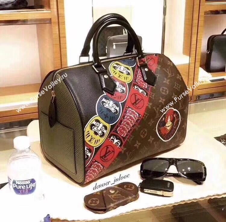 LV Louis Vuitton Speedy 30 Handbag Monogram Epi Leather Bag M43505 Brown 6870