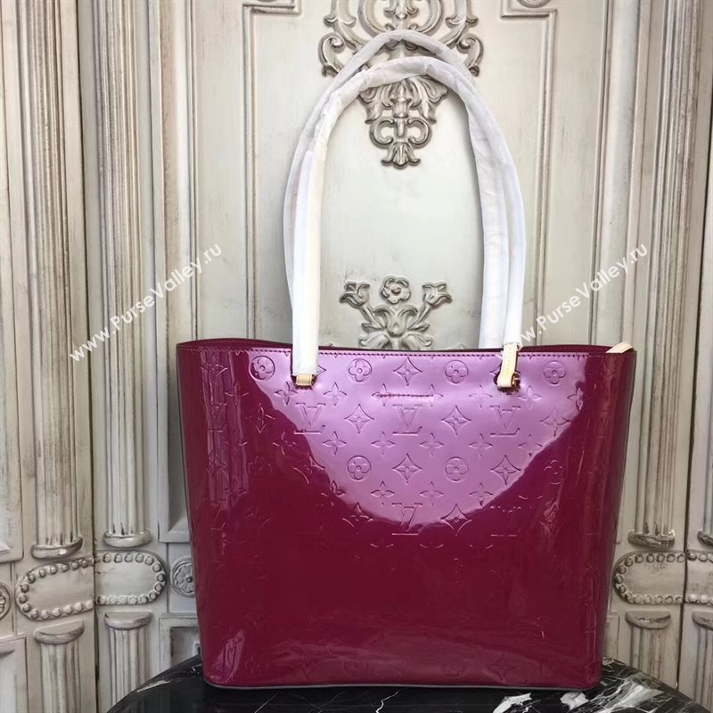LV Louis Vuitton Long Beach MM Handbag Monogram Patent Leather Bag M90475 Purple 6872