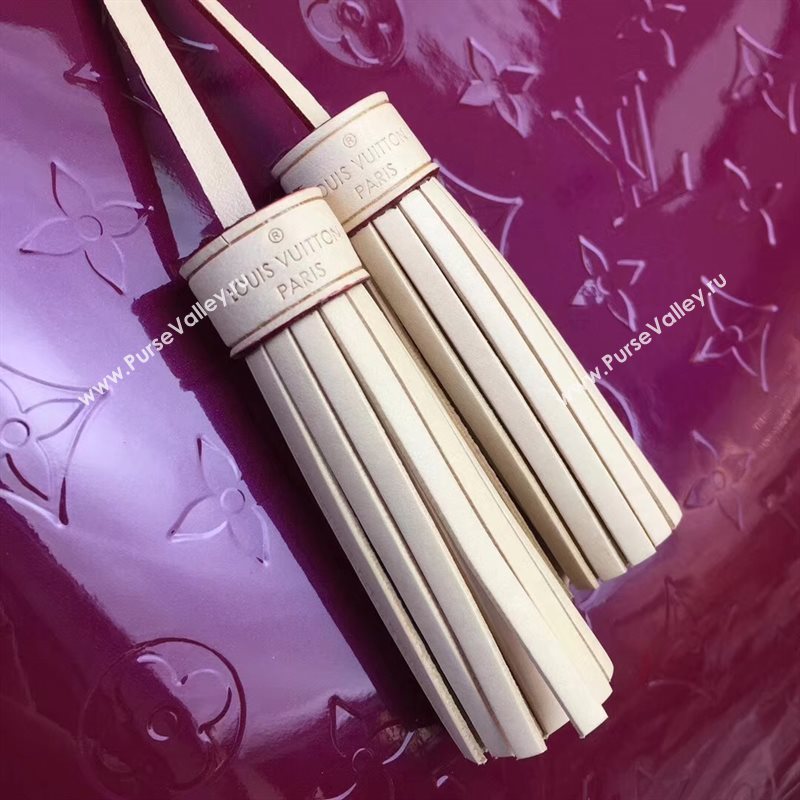 LV Louis Vuitton Long Beach MM Handbag Monogram Patent Leather Bag M90475 Purple 6872