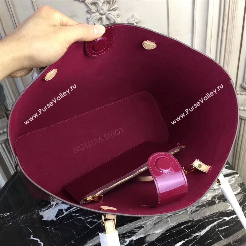 LV Louis Vuitton Long Beach MM Handbag Monogram Patent Leather Bag M90475 Purple 6872