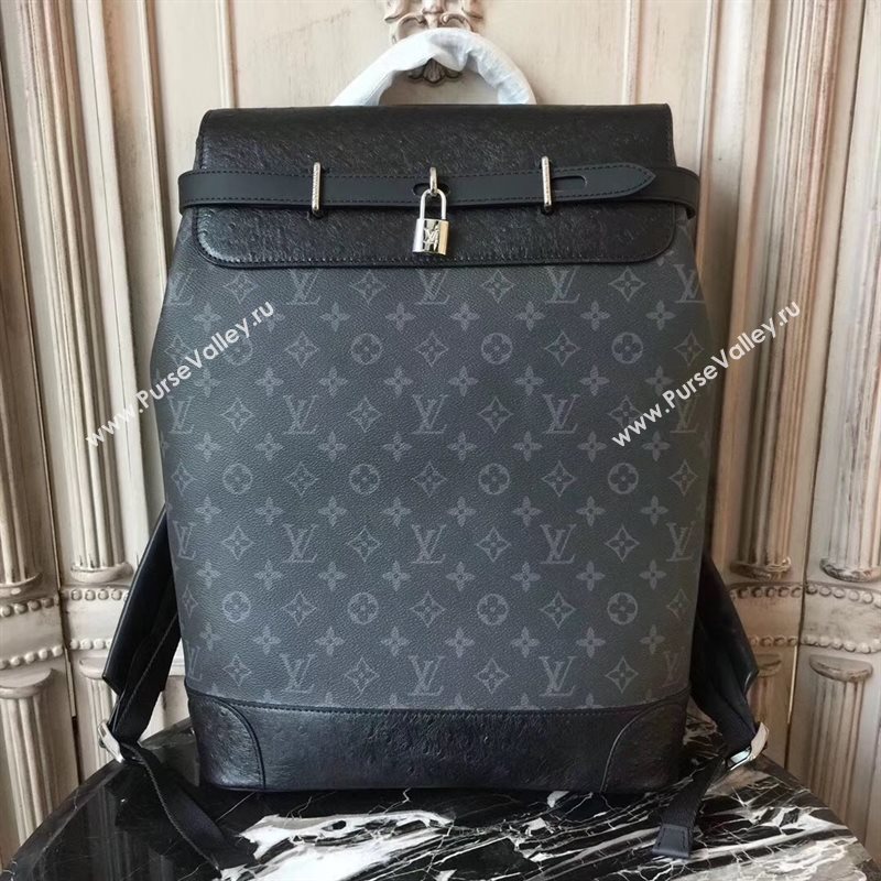 LV Men Louis Vuitton Steamer Backpack Bag Monogram Zack Handbag M44052 Gray 6873