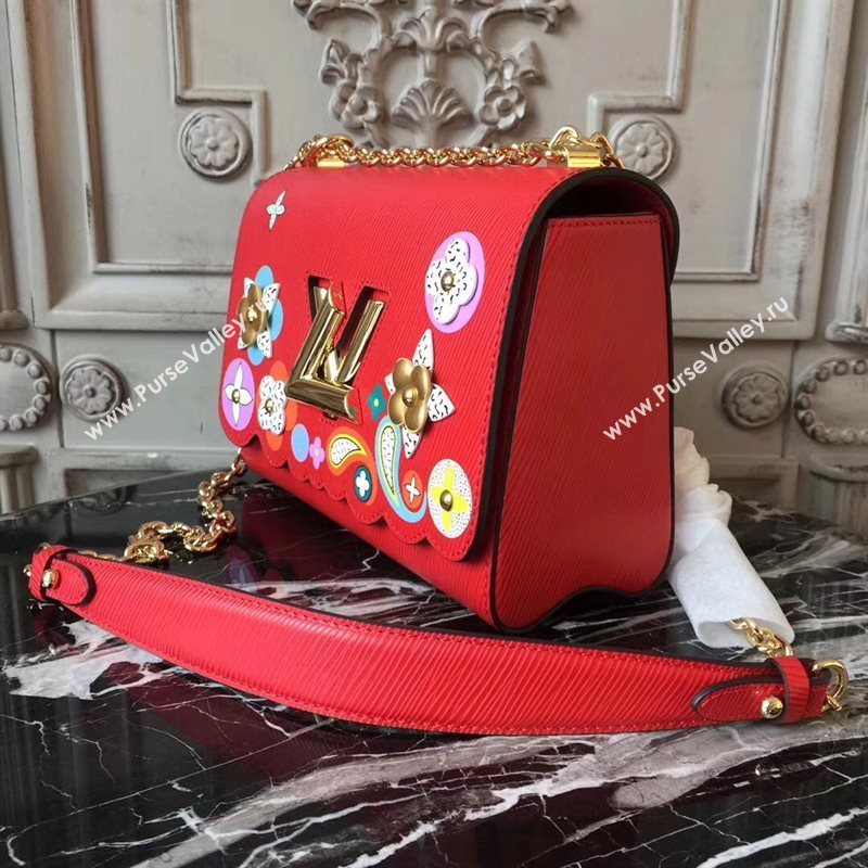LV Louis Vuitton Twist MM Bag Monogram Chain Epi Leather Handbag M50282 Red 6874