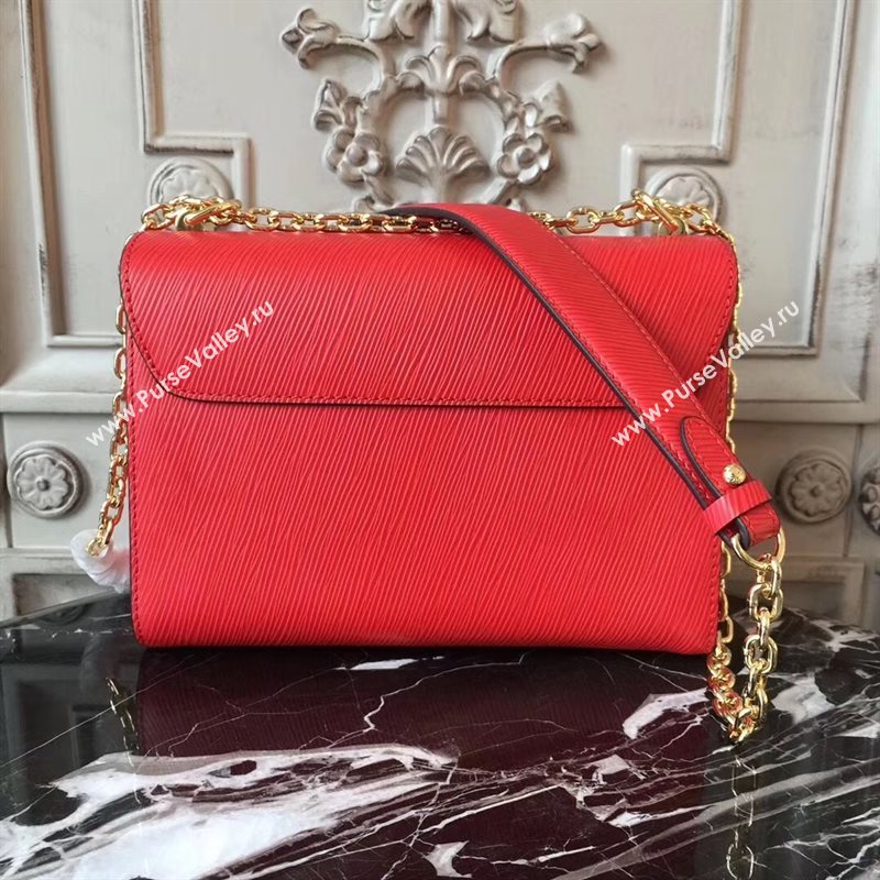 LV Louis Vuitton Twist MM Bag Monogram Chain Epi Leather Handbag M50282 Red 6874