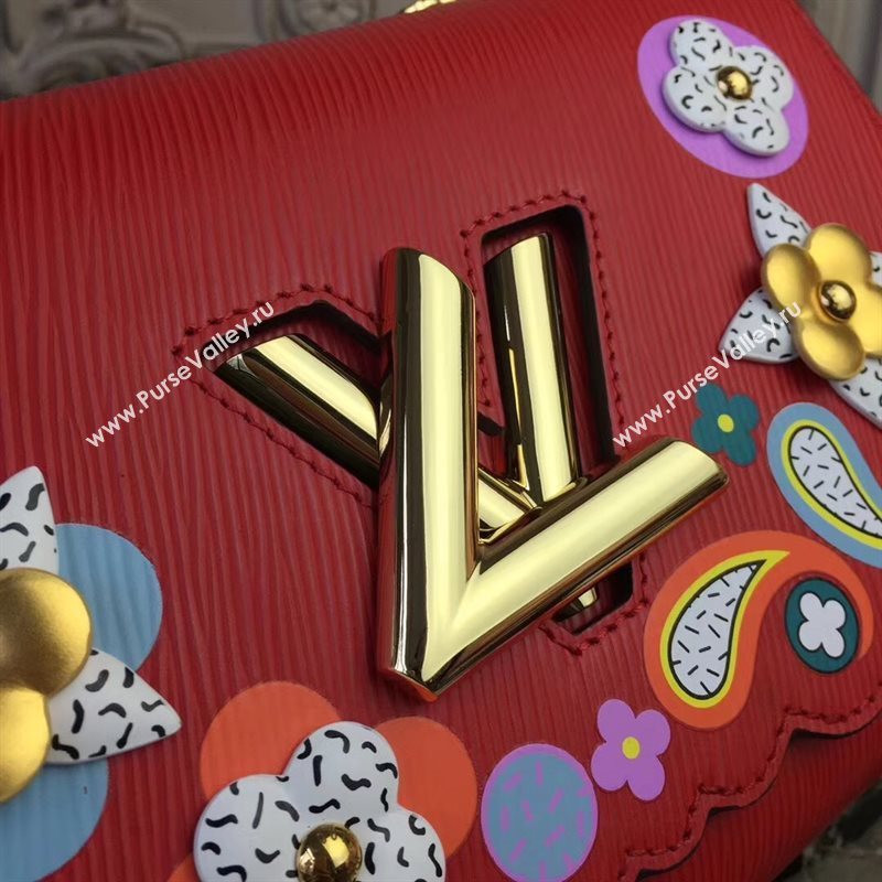 LV Louis Vuitton Twist MM Bag Monogram Chain Epi Leather Handbag M50282 Red 6874