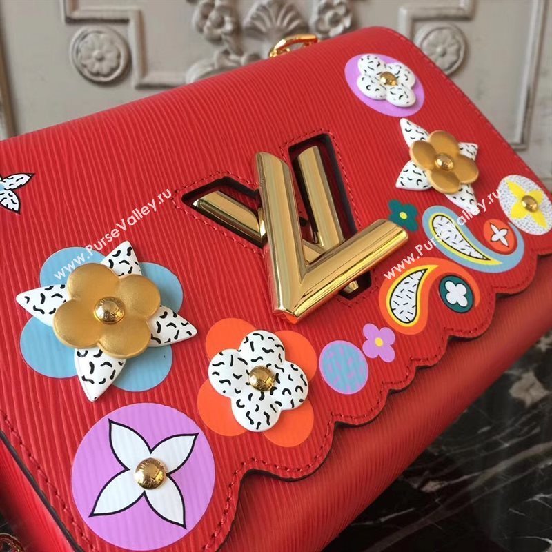 LV Louis Vuitton Twist MM Bag Monogram Chain Epi Leather Handbag M50282 Red 6874