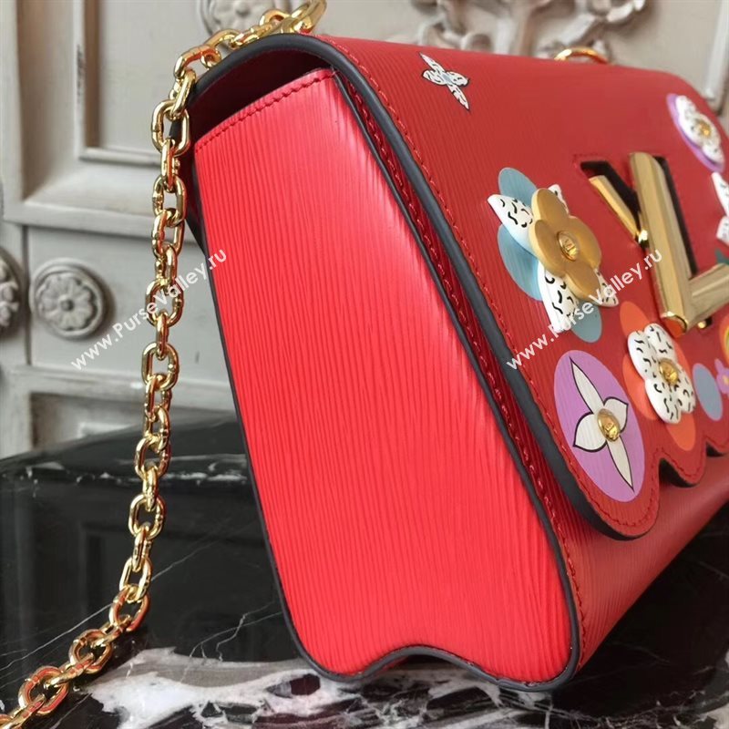 LV Louis Vuitton Twist MM Bag Monogram Chain Epi Leather Handbag M50282 Red 6874