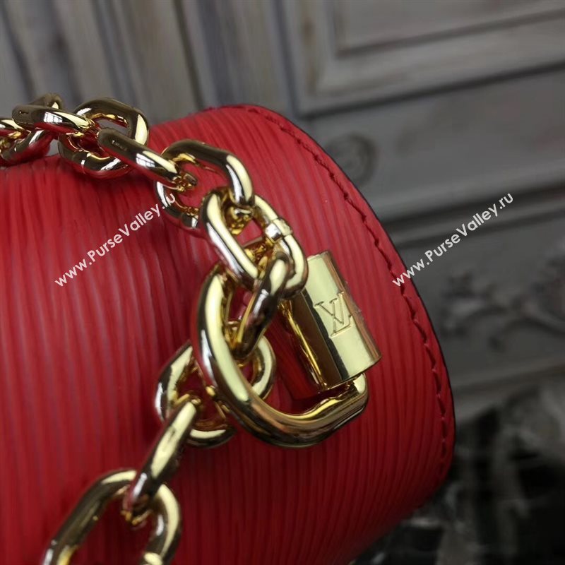 LV Louis Vuitton Twist MM Bag Monogram Chain Epi Leather Handbag M50282 Red 6874