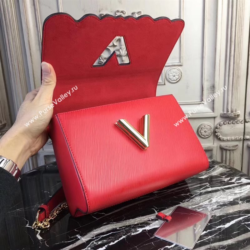 LV Louis Vuitton Twist MM Bag Monogram Chain Epi Leather Handbag M50282 Red 6874