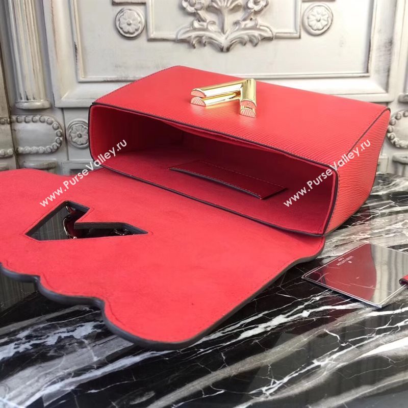 LV Louis Vuitton Twist MM Bag Monogram Chain Epi Leather Handbag M50282 Red 6874