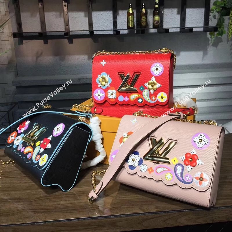 LV Louis Vuitton Twist MM Bag Monogram Chain Epi Leather Handbag M50282 Pink 6875