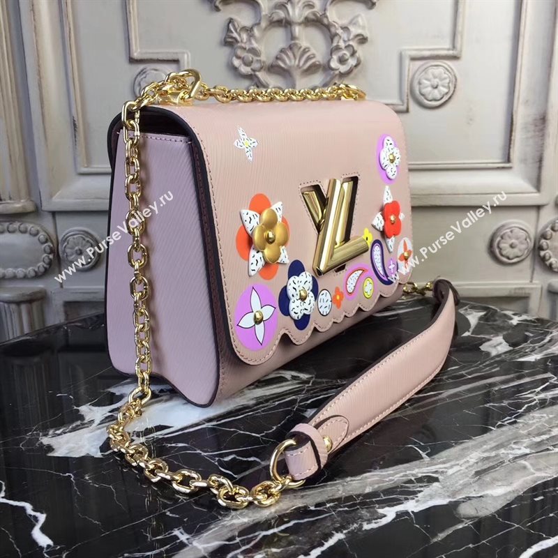 LV Louis Vuitton Twist MM Bag Monogram Chain Epi Leather Handbag M50282 Pink 6875