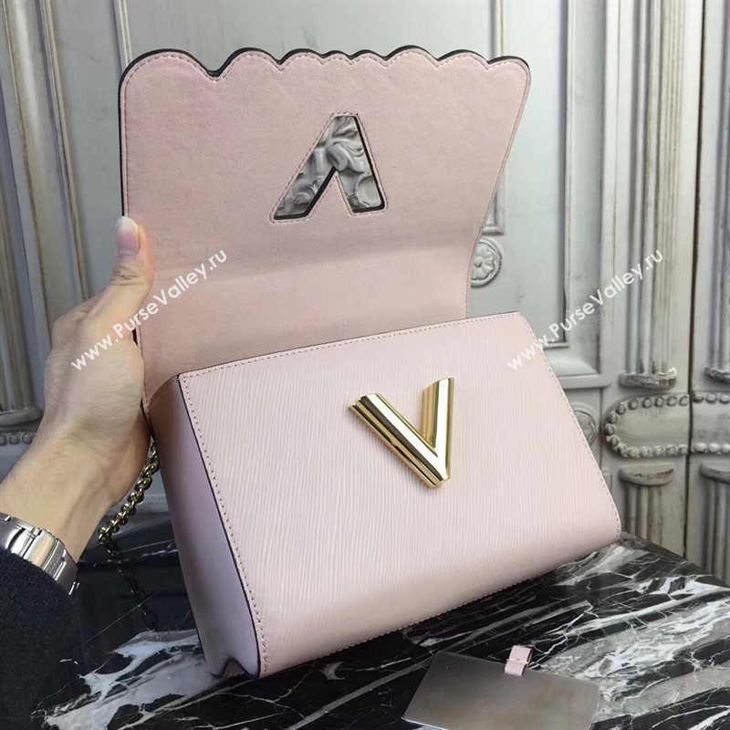 LV Louis Vuitton Twist MM Bag Monogram Chain Epi Leather Handbag M50282 Pink 6875