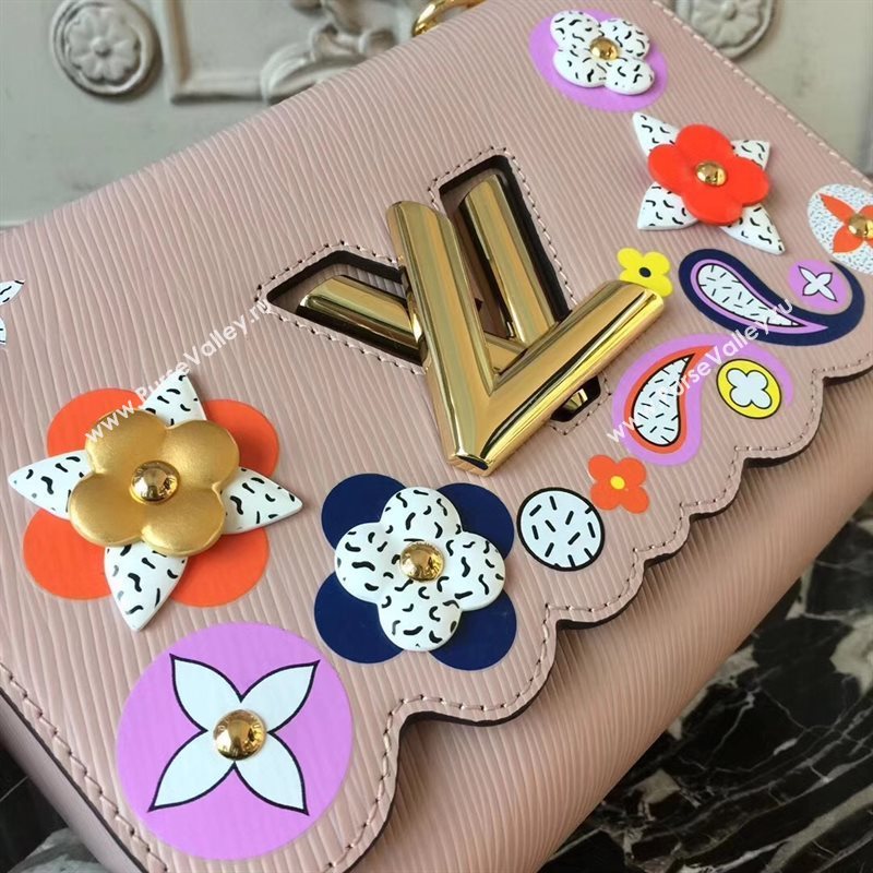 LV Louis Vuitton Twist MM Bag Monogram Chain Epi Leather Handbag M50282 Pink 6875