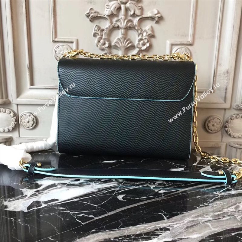 LV Louis Vuitton Twist MM Bag Monogram Chain Epi Leather Handbag M50282 Black 6876