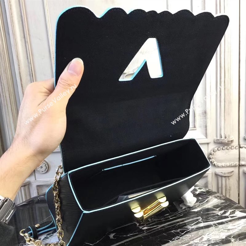 LV Louis Vuitton Twist MM Bag Monogram Chain Epi Leather Handbag M50282 Black 6876