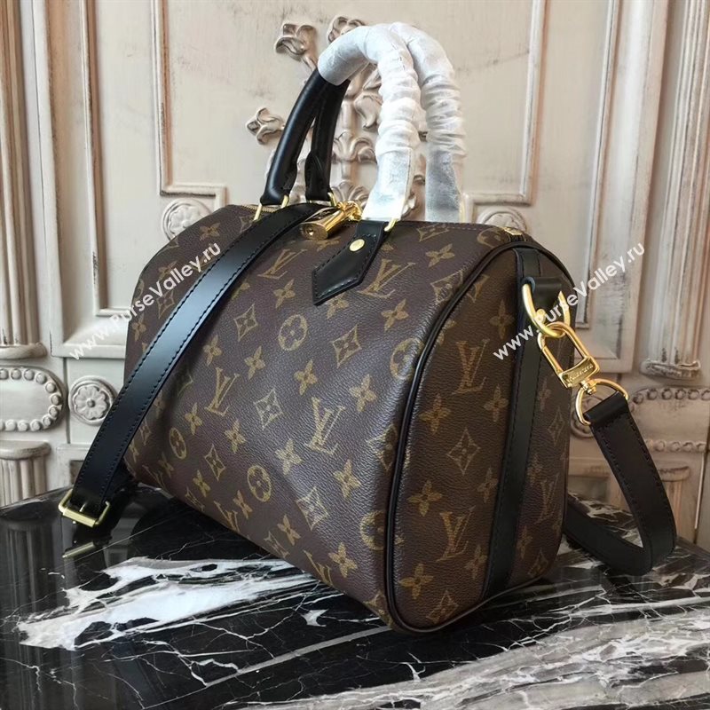 LV Louis Vuitton Speedy 25 Handbag Monogram Shoulder Bag M41113 Black 6877