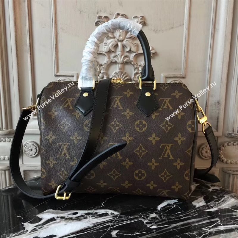 LV Louis Vuitton Speedy 25 Handbag Monogram Shoulder Bag M41113 Black 6877