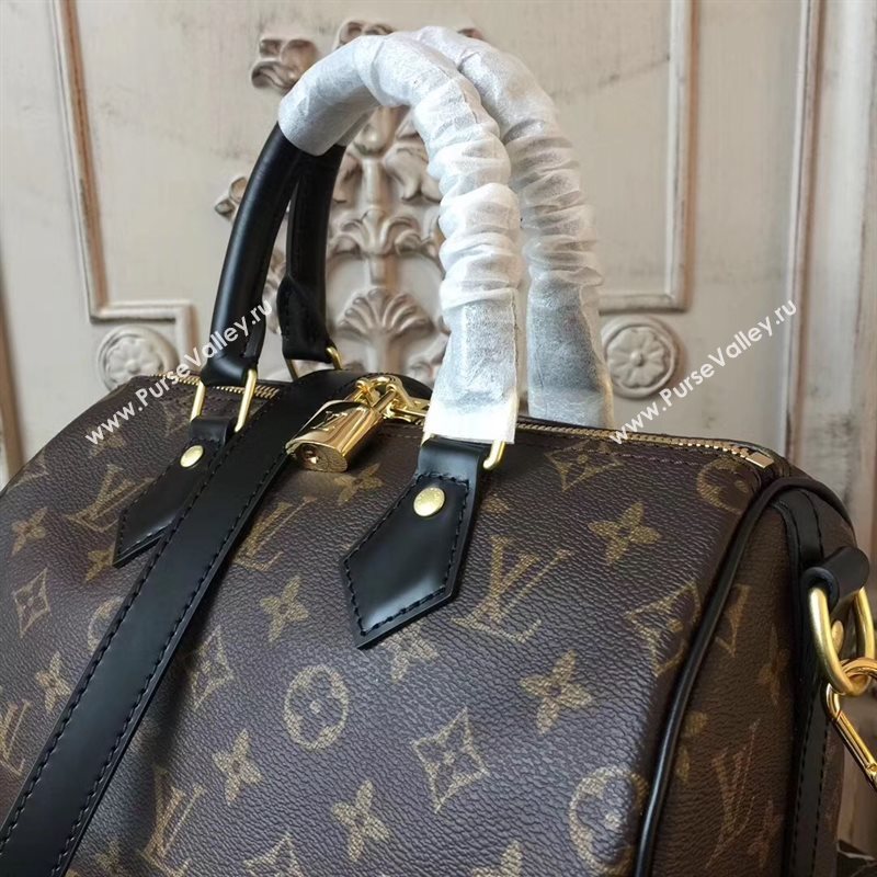 LV Louis Vuitton Speedy 25 Handbag Monogram Shoulder Bag M41113 Black 6877