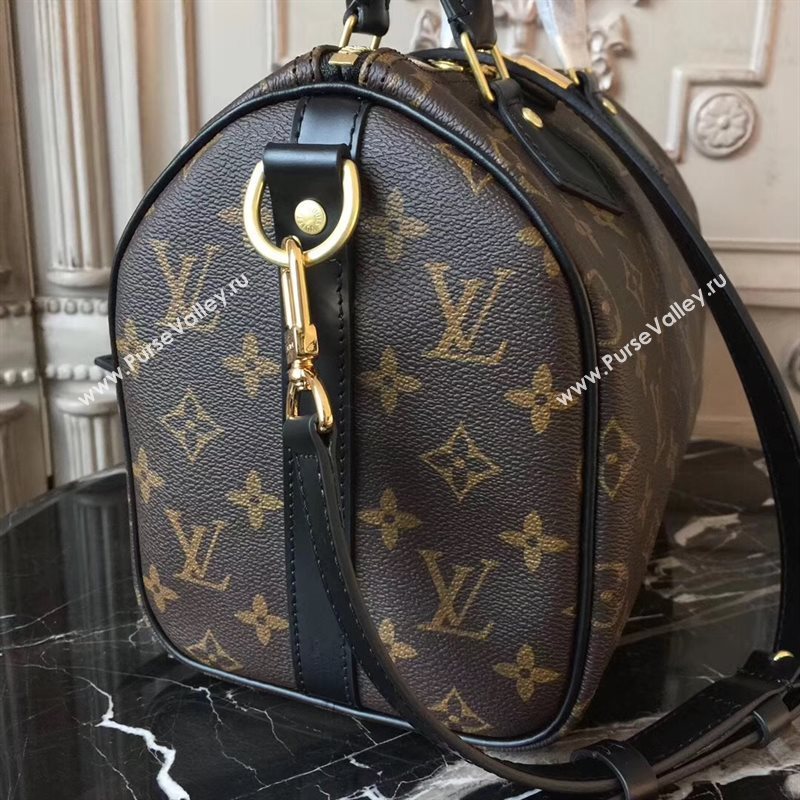 LV Louis Vuitton Speedy 25 Handbag Monogram Shoulder Bag M41113 Black 6877