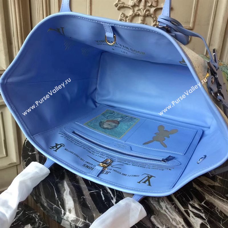 LV Louis Vuitton Neverfull MM Handbag Masters Cabas Bag M43331 Blue 6880