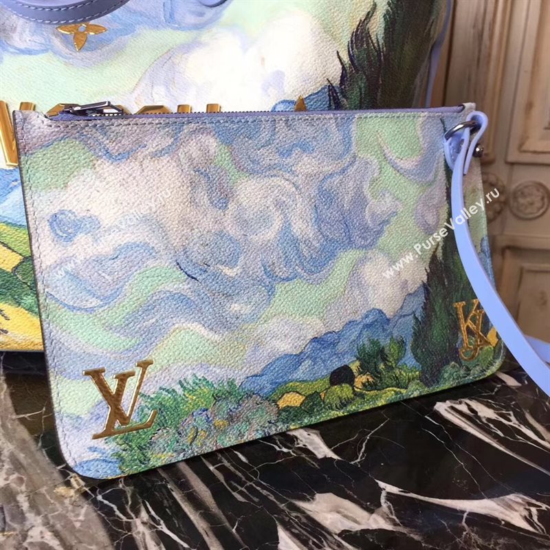 LV Louis Vuitton Neverfull MM Handbag Masters Cabas Bag M43331 Blue 6880