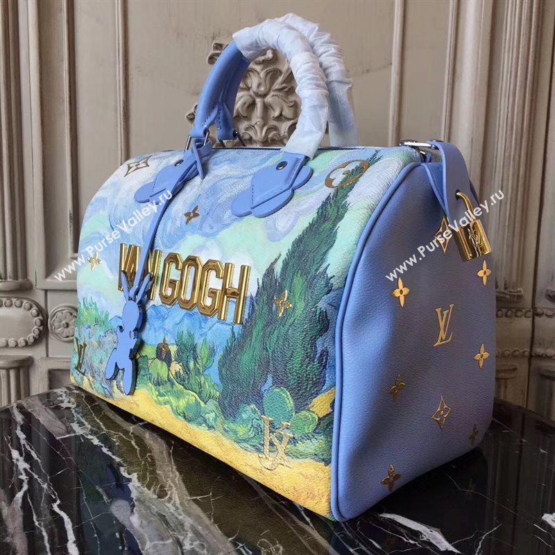 LV Louis Vuitton Speedy 30 Handbag Masters Tote Bag M43314 Blue 6881