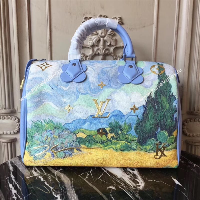 LV Louis Vuitton Speedy 30 Handbag Masters Tote Bag M43314 Blue 6881