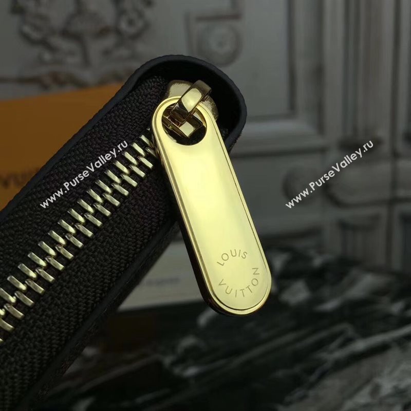 LV Men Louis Vuitton Zippy Wallet Purse Damier Handbag Bag N60015 Brown 6882