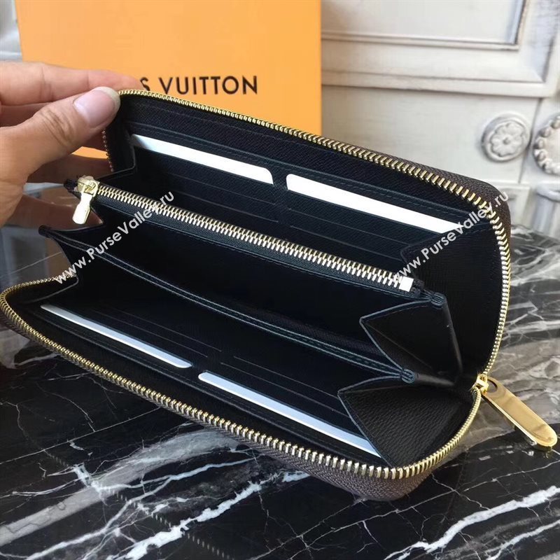 LV Men Louis Vuitton Zippy Wallet Purse Damier Handbag Bag N60015 Brown 6882