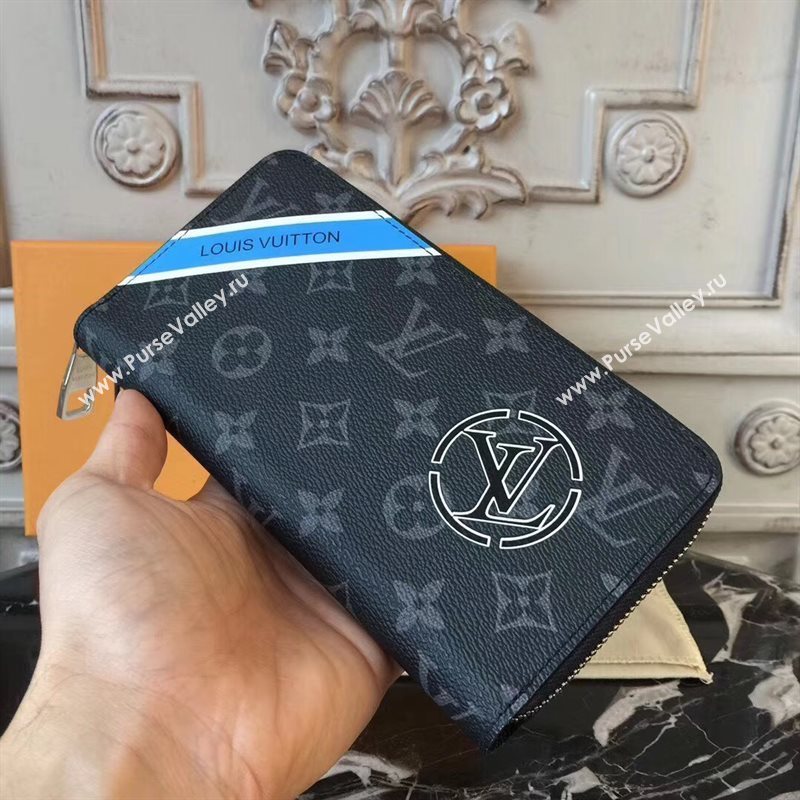 LV Men Louis Vuitton Zippy Wallet Purse Monogram Handbag Bag N60015 Gray 6883