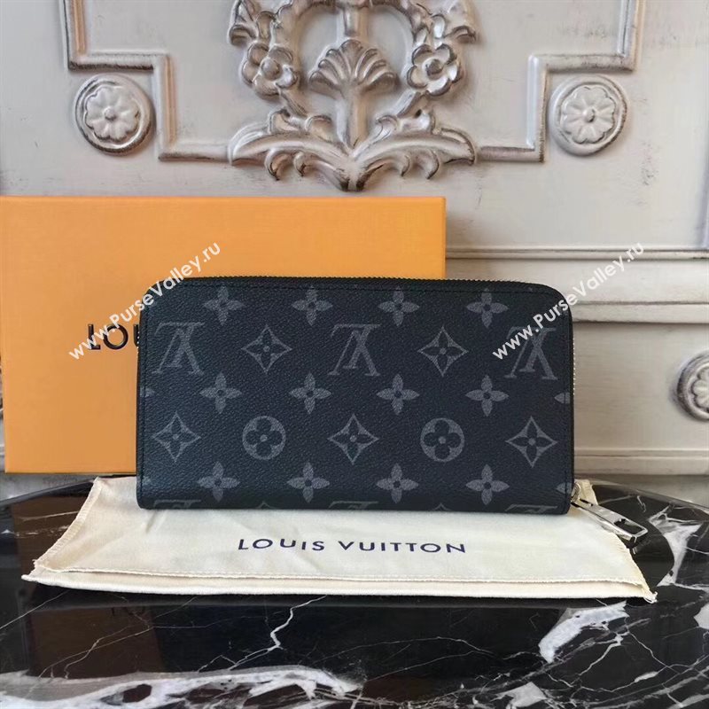 LV Men Louis Vuitton Zippy Wallet Purse Monogram Handbag Bag N60015 Gray 6883