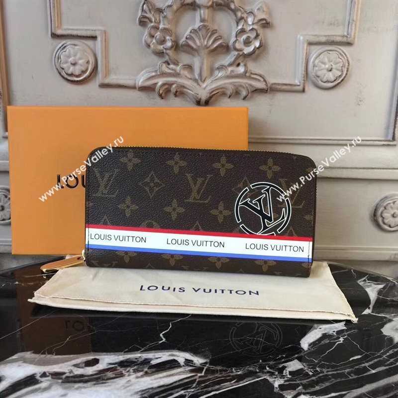 LV Men Louis Vuitton Zippy Wallet Purse Monogram Handbag Bag N60015 Brown 6884