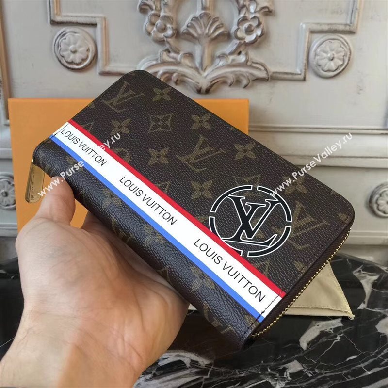 LV Men Louis Vuitton Zippy Wallet Purse Monogram Handbag Bag N60015 Brown 6884