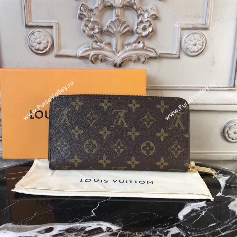 LV Men Louis Vuitton Zippy Wallet Purse Monogram Handbag Bag N60015 Brown 6884