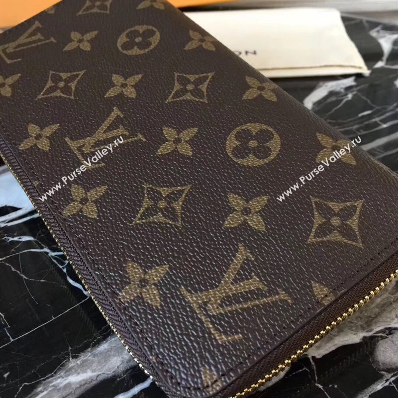 LV Men Louis Vuitton Zippy Wallet Purse Monogram Handbag Bag N60015 Brown 6884