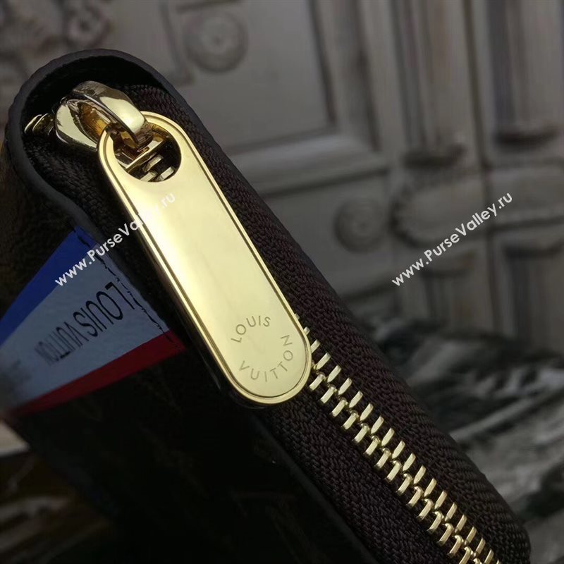 LV Men Louis Vuitton Zippy Wallet Purse Monogram Handbag Bag N60015 Brown 6884