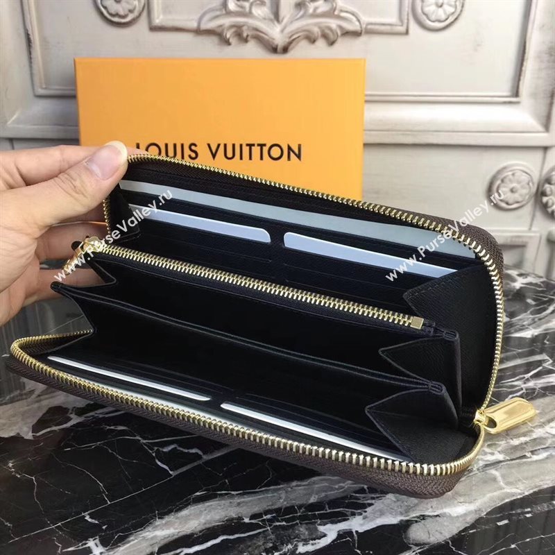LV Men Louis Vuitton Zippy Wallet Purse Monogram Handbag Bag N60015 Brown 6884